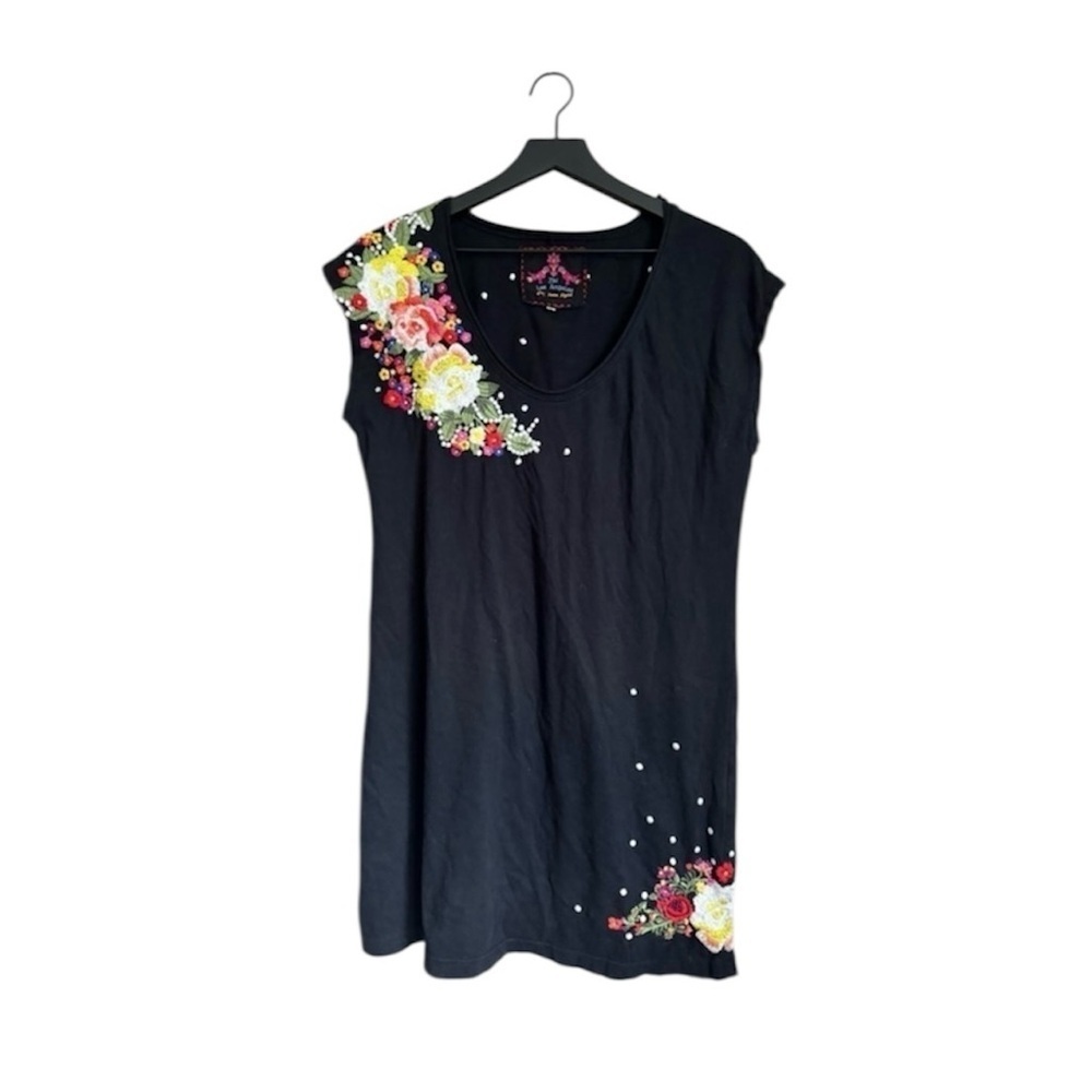 JOHNNY WAS Embroidered Floral Short-Sleeve Tunic